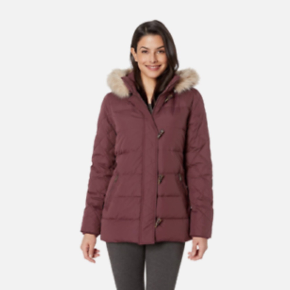 RALPH LAUREN Diamond Quilted Down Coat Size L. Removable hood. Warm, comfortable